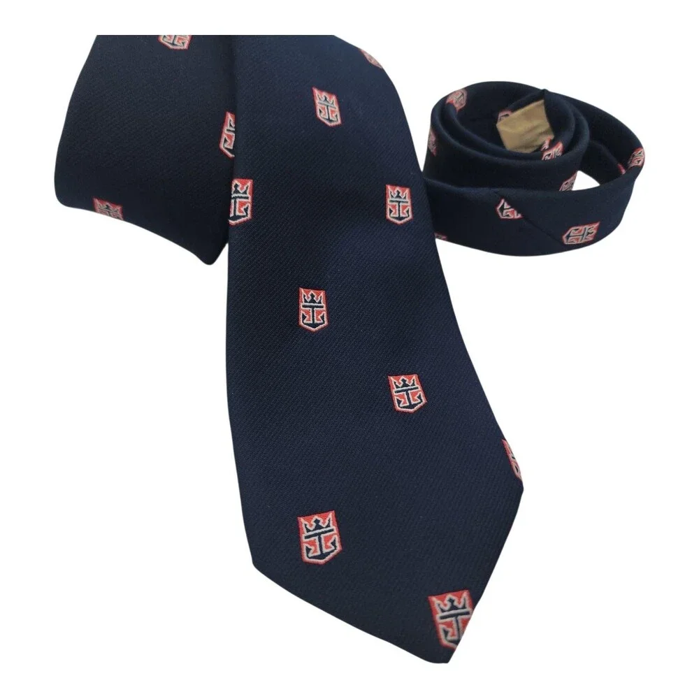 Reis Of New Haven Tie Mens Blue Logo Geometric Classic Necktie One Size